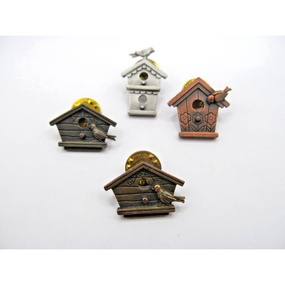 Vintage Signed J.J Bird House Lapel pins Lot of 4